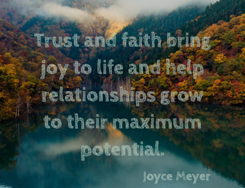 Trust and faith bring joy to life and help relationships grow to their maximum potential. Joyce Meyer