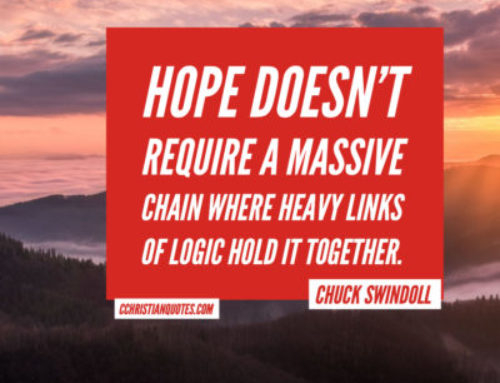 Hope doesn’t require a massive chain where heavy links of logic hold it together. Chuck Swindoll